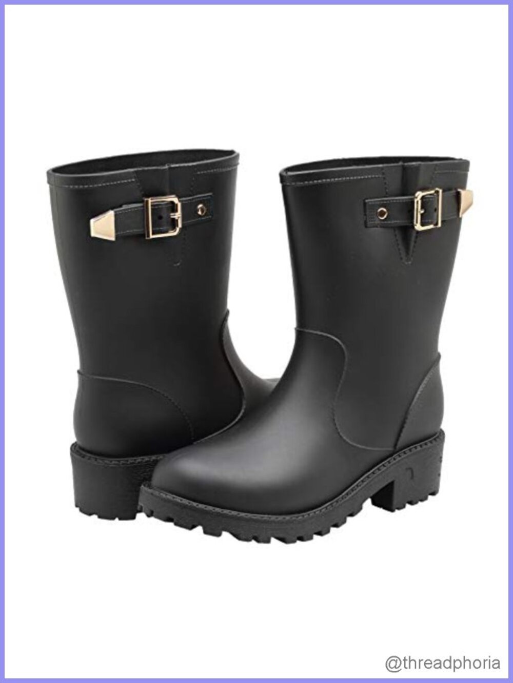 Women's Waterproof Chelsea Rain Boots Slip On Ankle Booties Rubber Sole